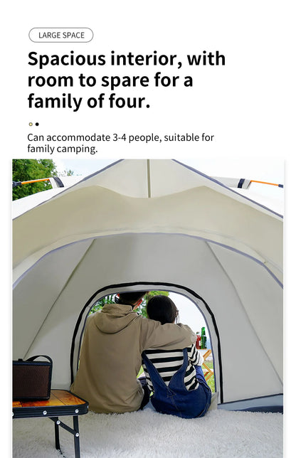 Outdoor Folding Tent – Fully Automatic Quick Open, 3-4 Person Self-Driving Camping Tent, Rain & Sun Proof, Portable