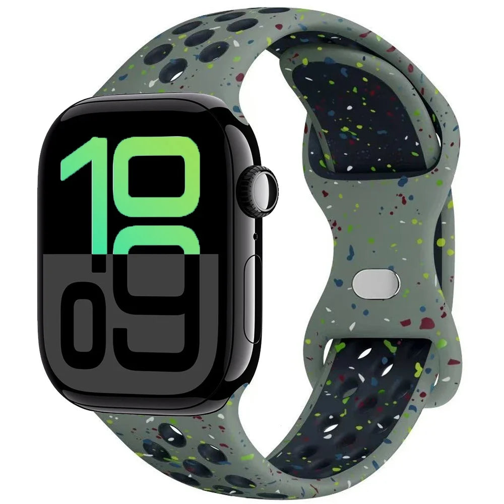 Silicone Apple Watch Strap - Breathable Wristband for Watch 11/10/9/8/7 Ultra 3/2 SE Series 49mm-41mm