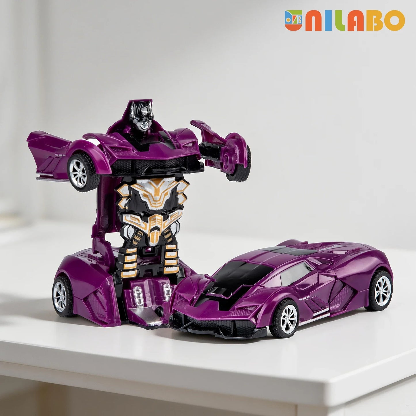 Transformable Robot Sports Car Toy - Battery-Free Educational Vehicle Model for Kids' Play & Learning