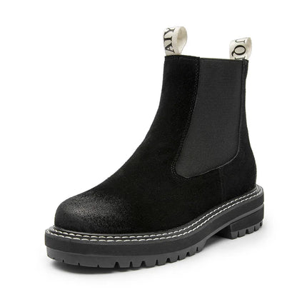 Women’s 2025 Genuine Leather Chelsea Boots – Thick-Soled Autumn Winter Ankle Short Boots