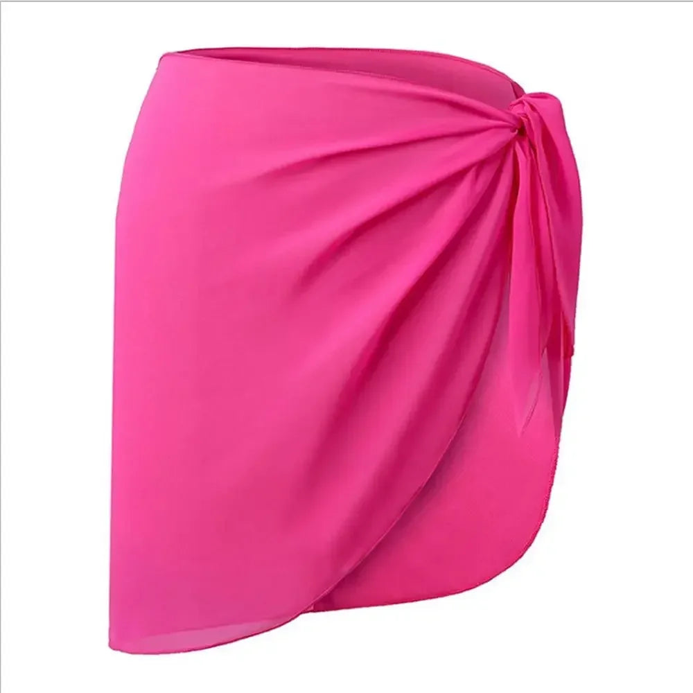 Women's Summer Sheer Sarong Cover-Up - Solid Chiffon Bikini Wrap Beach Skirt