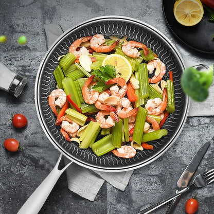 Tri-Ply 316 Stainless Steel Frying Pan – Double-Sided Honeycomb Wok Skillet for All Stoves