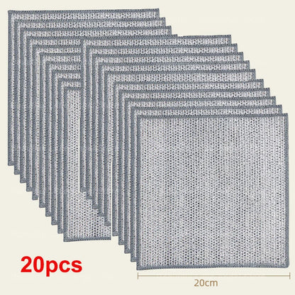 20/5PCS Thickened Steel Wire Cleaning Cloth – Non-Scratch Double-Layer Microfiber Mesh Dishrag & Kitchen Towels for Pots