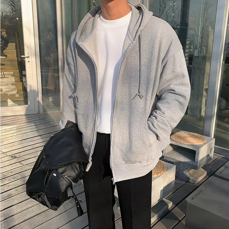 Men's Retro Zip-Up Hoodie – Loose Fit Gothic Harajuku Streetwear Jacket with Long Sleeves – Y2K High Street Style