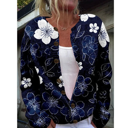 Women’s 3D Print Knitted Cardigan - Autumn Winter Vintage Thin Sweater Casual Fashion Knit Top