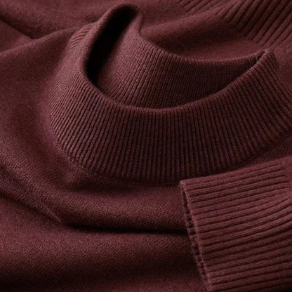 Men's Autumn Mock Turtleneck Sweater - Lightweight Warm Long Sleeve Knitted Casual Streetwear Pullover Top