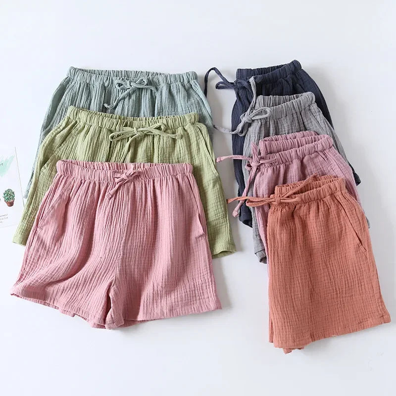 2026 Women's Cotton Crepe Summer Shorts - Loose Fit Plus Size Beach Lounge Pants