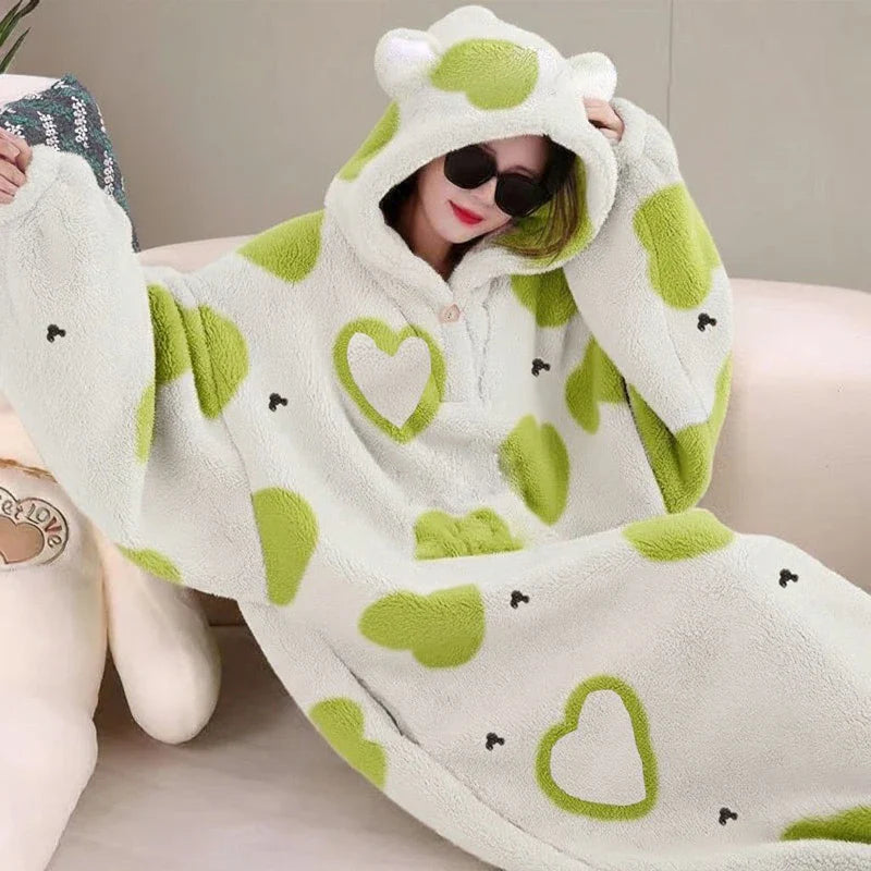WASART Winter Hooded Fleece Blanket – Ultra Plush Oversized Sweater Blanket with Sleeves, Warm Flannel for Outdoor Use