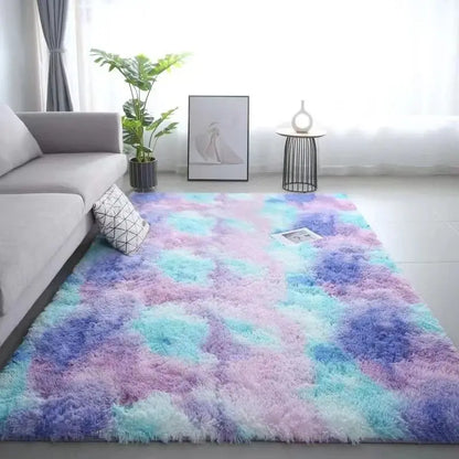 VIKAMA Silk Wool Tie-Dye Rug – Non-Slip Washable Carpet for Kids Room, Living Room & Bedroom