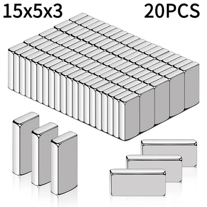 Super Strong Square Block Magnets Set - 20-100 PCS Powerful Neodymium Magnets for DIY & Refrigerator Use