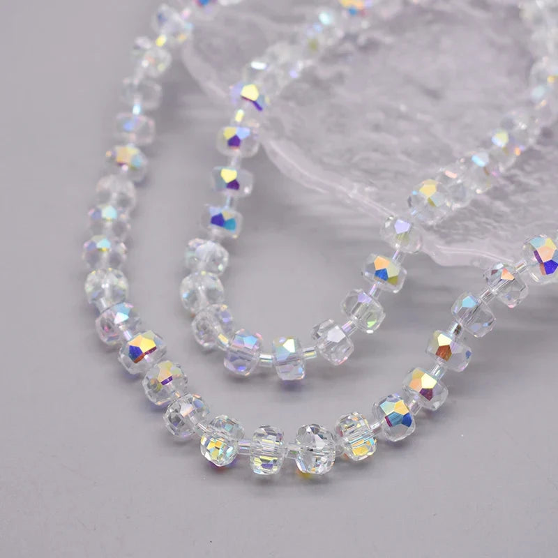 8mm Crystal Glass Beads Set - 30PCS Color Wheel Faceted Round Loose Beads for DIY Jewelry Making & Bracelets