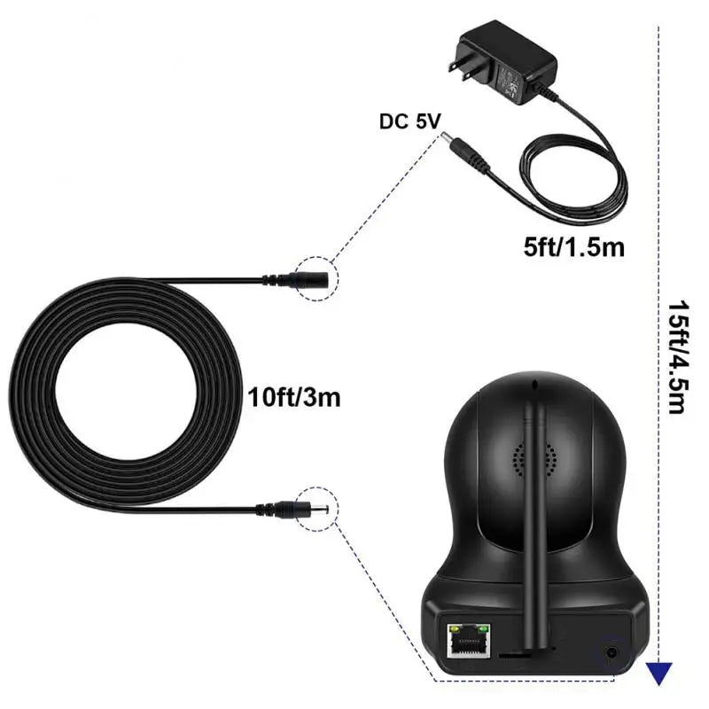 DC 12V Power Extension Cable 5.5×2.1mm – 1M to 5M Male to Female Cord for CCTV, LED Strips & Home Appliances