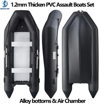 1.2mm Thickened PVC Assault Boats – V-Shape Keel Inflatable Fishing Boat Set with Alloy Bottoms (230-380cm)