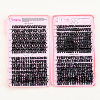 DIY Segmented False Eyelash Set – Large Capacity Cluster Eyelash Book with Glue, Remover, Tweezers & Brush, Festival Gift