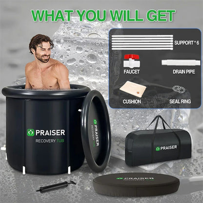 80cm Foldable Cold Plunge Tub - Portable Round Ice Bath & Outdoor Spa for Adults