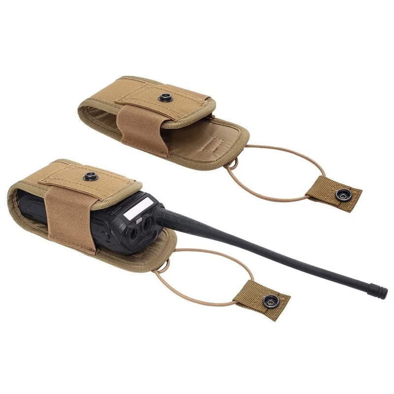 Tactical Molle Radio Walkie Talkie Pouch: 1000D Waist Bag Holder - Portable Interphone Holster Carry Bag for Hunting and Camping