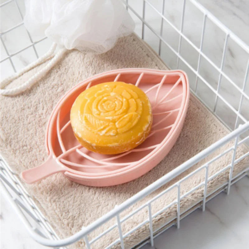 Leaf-Shaped Soap Dish - 2-Layer Drainage Soap Holder Box for Bathroom Shower and Home Accessories
