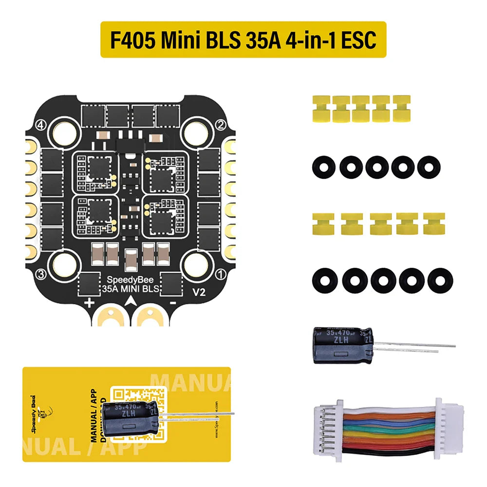 SpeedyBee F405 Mini Stack Flight Controller with BLS 35A V2 4-in-1 ESC for RC FPV Racing Drone