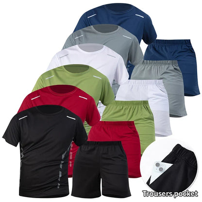 Men’s Summer Quick Dry T-Shirt - Solid Color Short Sleeve Sports Shirt for Running & Casual Wear