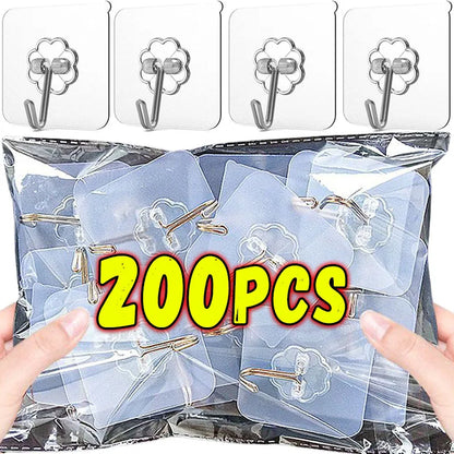 Transparent Heavy Duty Self-Adhesive Wall Hooks – Multi-Purpose Key & Towel Holder for Kitchen and Bathroom
