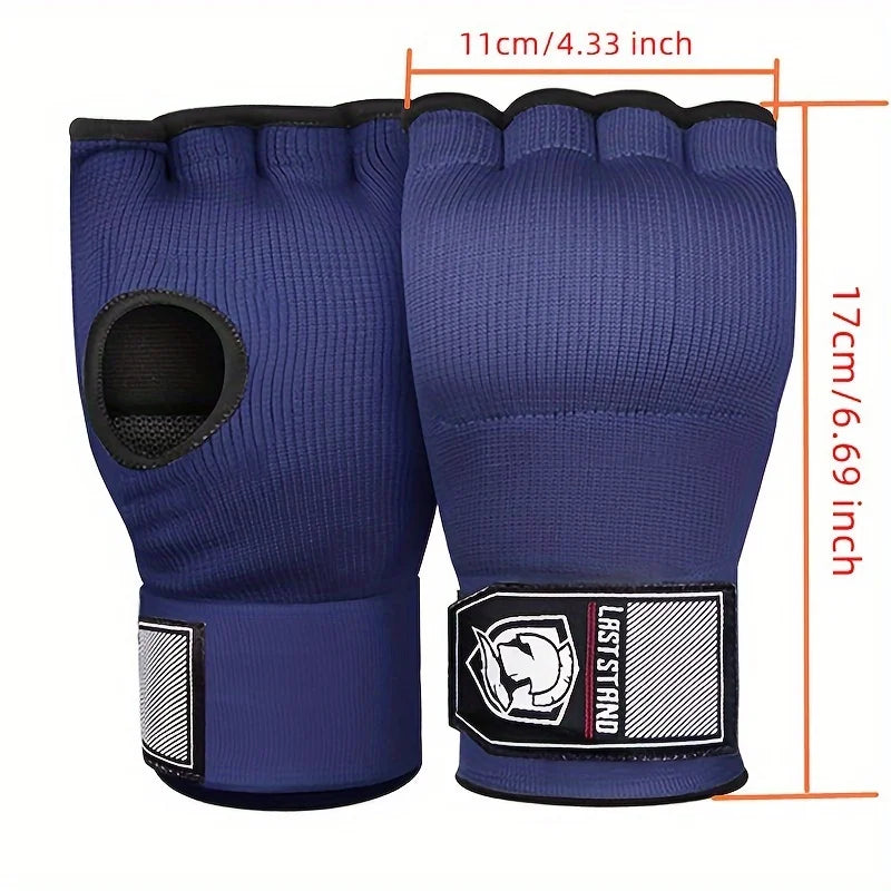 MMA Half-Finger Gel Boxing Gloves - Muay Thai Sanda Training Inner Gloves with Wrist Strap
