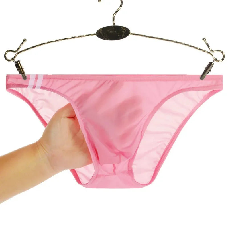 Men’s Low Rise Transparent Briefs – Breathable Sexy Bulge Pouch Underwear, Lightweight Comfort Fit Panties