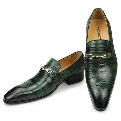 Men’s Genuine Leather Pointed Toe Loafers - Italian Designer Business, Wedding & Formal Dress Shoes