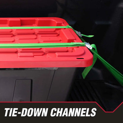 4-Pack 27 Gallon Large Storage Bins – Stackable Plastic Containers with Snap-On Lid, Black & Red