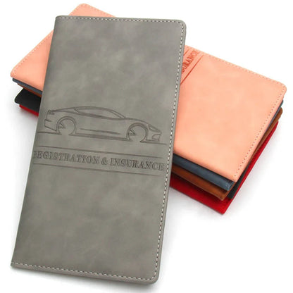 Car Registration & Insurance Holder – Leather Driving License Cover, Auto Documents Storage Bag & Credit Card Holder