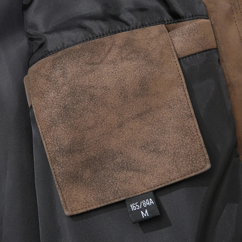 Men’s Suede Leather Jacket - Waterproof Oversized Moto Windbreaker Coat in Plus Sizes