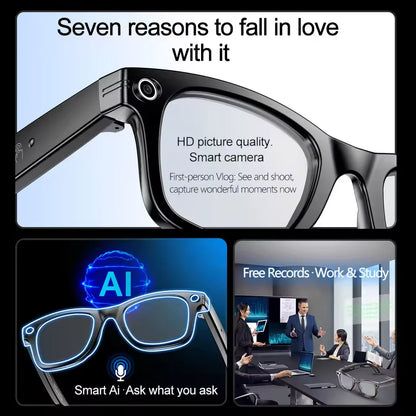 800W AI Smart Camera Glasses – Color-Changing Men’s Smart Sunglasses with Translation, Photo & Video Recording, Waterproof