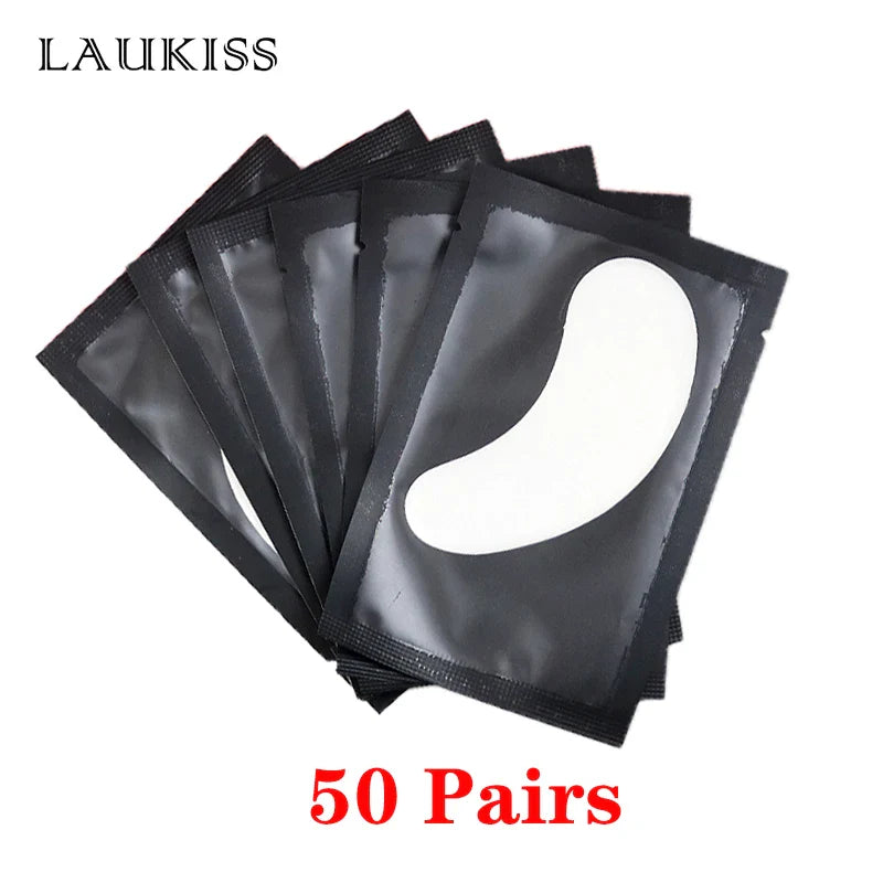 25/50/100 Pairs Hydrogel Eye Patches | Lint-Free Under Eyelash Pads for False Eyelash Application | LAUKISS Paper Stickers