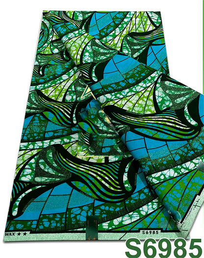 Original African Wax Print Fabric - 6 Yards 100% Cotton Nigerian Ankara Sewing Material