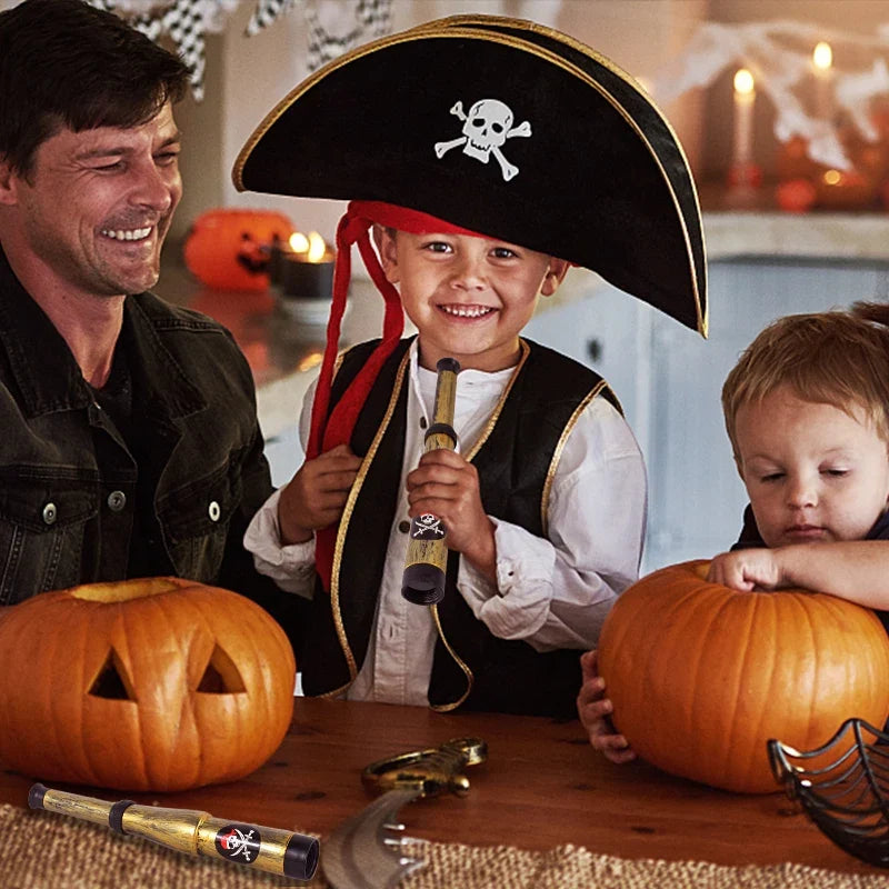 Pirate Party Costume Set - Eye Patch, Coins, Skull Hat & Birthday Decoration Accessories for Kids