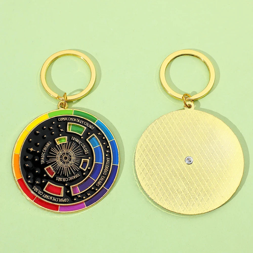 Color Wheel Keychain - Interactive Art Keyring Gift for Painters Artists and Creative Accessories