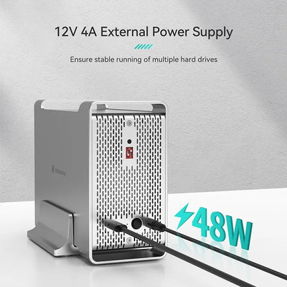 Yottamaster 1/2 Bay RAID Hard Drive Enclosure — 2.5"/3.5" SATA SSD/HDD External Case USB 3.1 Type-C 10Gbps, Supports Up to 2×16TB