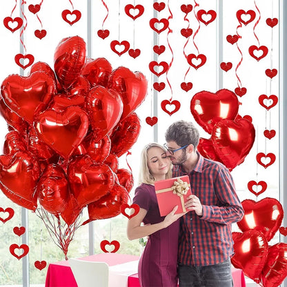 18 Inch Red Heart Foil Balloons - Love Shape Aluminum Balloons for Wedding, Birthday & Home Party Decorations