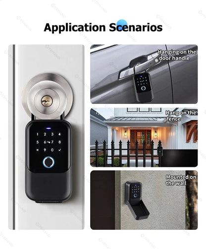 YRHAND TTlock Smart Fingerprint Lock Box – Digital Password, IC Card, Tuya Electronic Portable IP66 Security for Smart Home