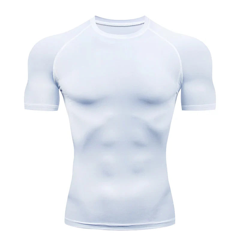 Men's Short Sleeve Compression Running T-shirt: Gym Fitness Sport Tees - Sweat-Wicking Athletic Tops for Jogging Tracksuits