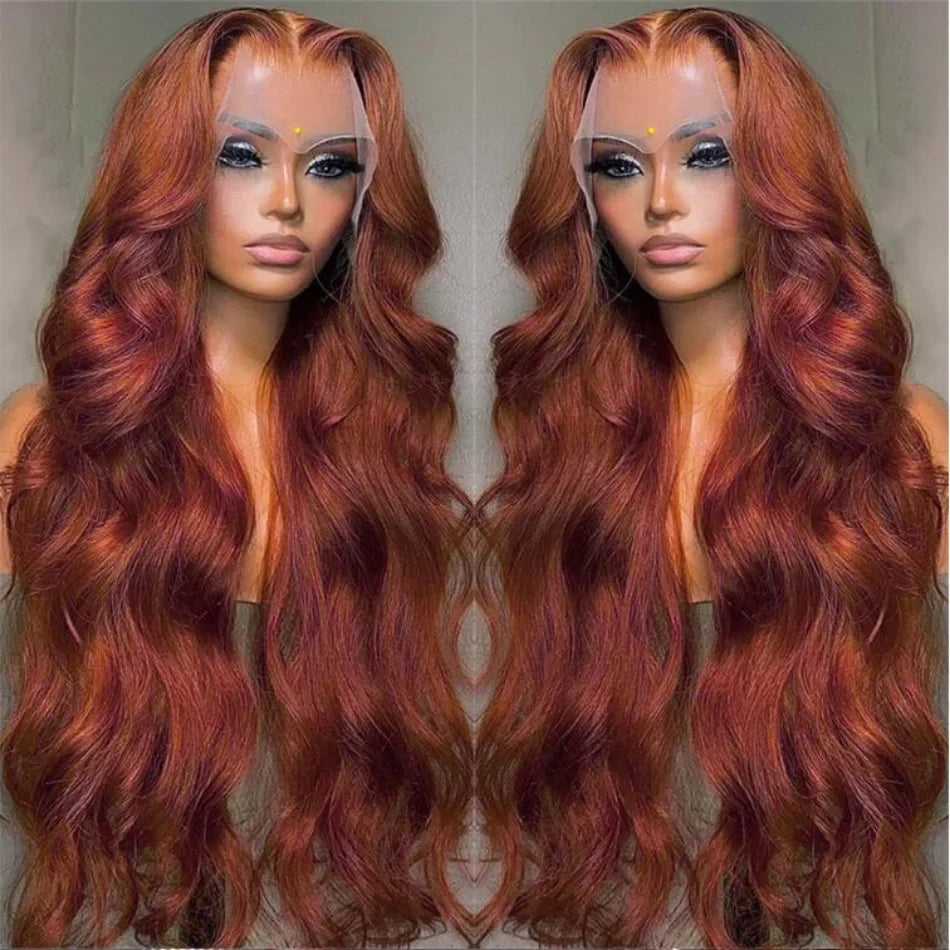 HD 13x4 Reddish Brown Lace Front Wig – Glueless Brazilian Body Wave Human Hair Wig, Red Brown Lace Frontal