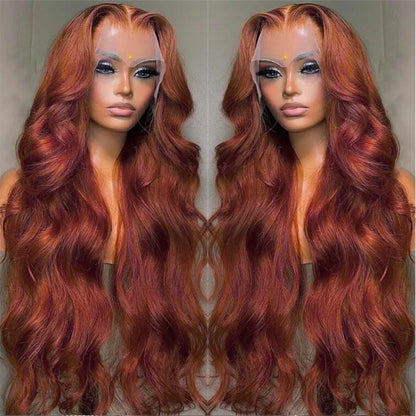 HD 13x4 Reddish Brown Lace Front Wig – Glueless Brazilian Body Wave Human Hair Wig, Red Brown Lace Frontal