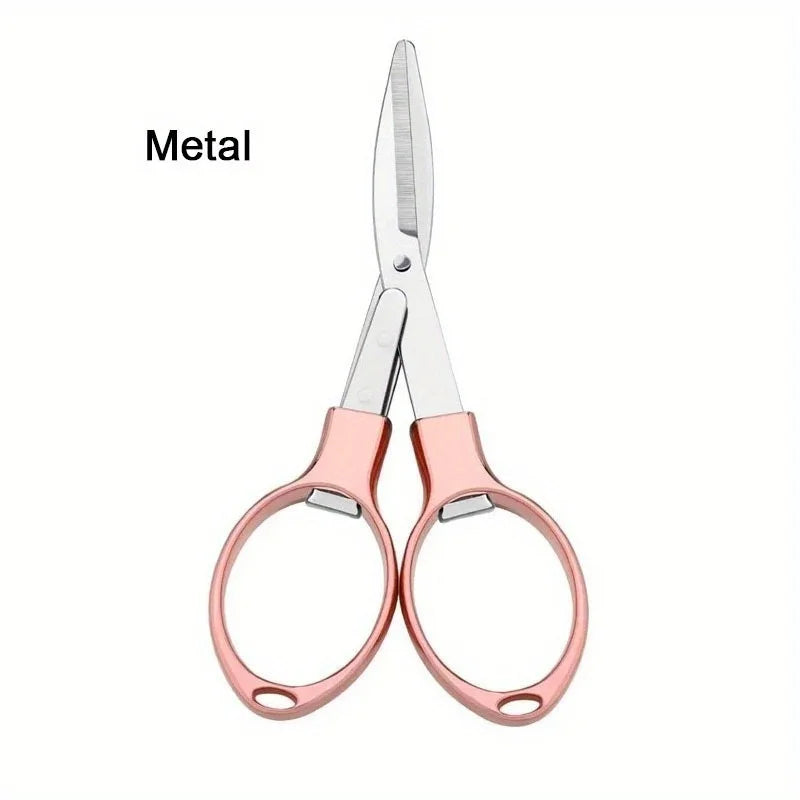 Folding Stainless Steel Scissors - Portable Fishing Line Cutter Sewing Needlework and Stationery Multi-Tool