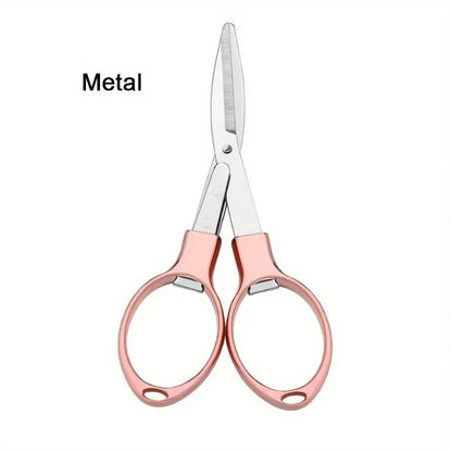 Folding Stainless Steel Scissors - Portable Fishing Line Cutter Sewing Needlework and Stationery Multi-Tool