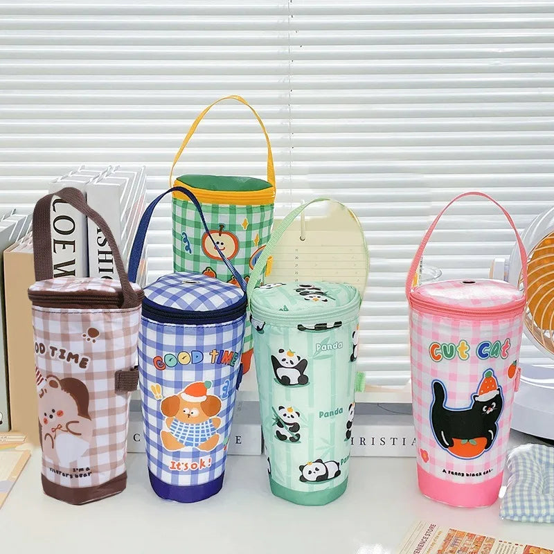 Portable Milk Tea Tote Bag – Insulated Heat Preservation Cup Carrier, Handbag for Drinks, Umbrella, and Camping Accessories