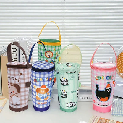 Portable Milk Tea Tote Bag – Insulated Heat Preservation Cup Carrier, Handbag for Drinks, Umbrella, and Camping Accessories
