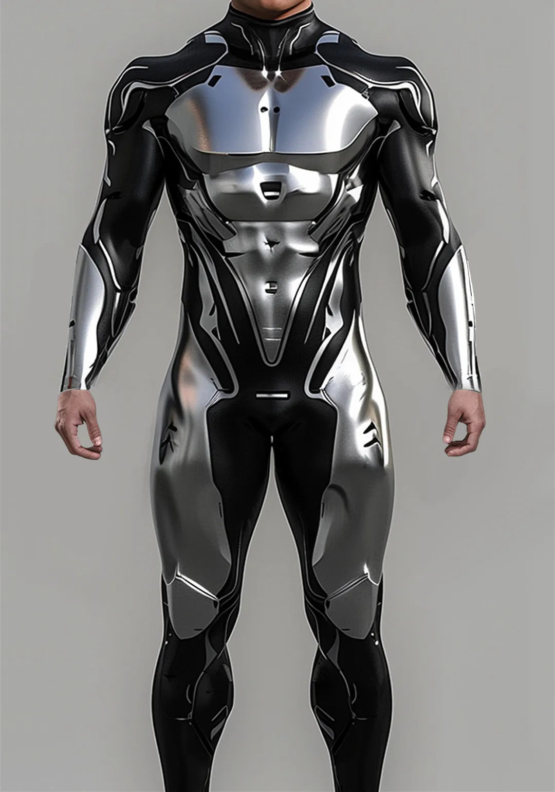 Cyberpunk Mechanical Armor Jumpsuit - Futuristic Steampunk Fighter Cosplay Bodysuit for Halloween & Costume Parties