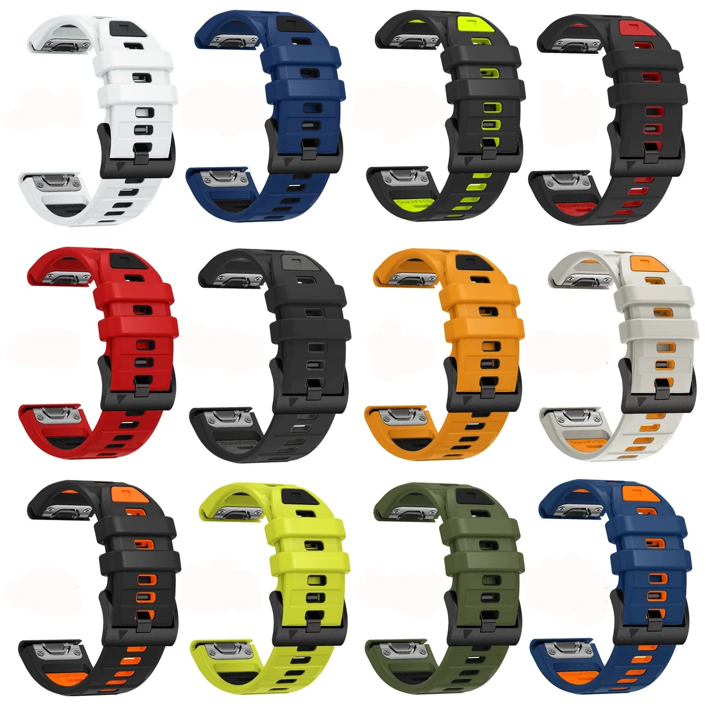 Fenix7 QuickFit Silicone Watch Strap 22mm–26mm – Replacement Band for Garmin Fenix 5/5X/6/6X/7/7X/8, Epix Pro, Enduro 2/3