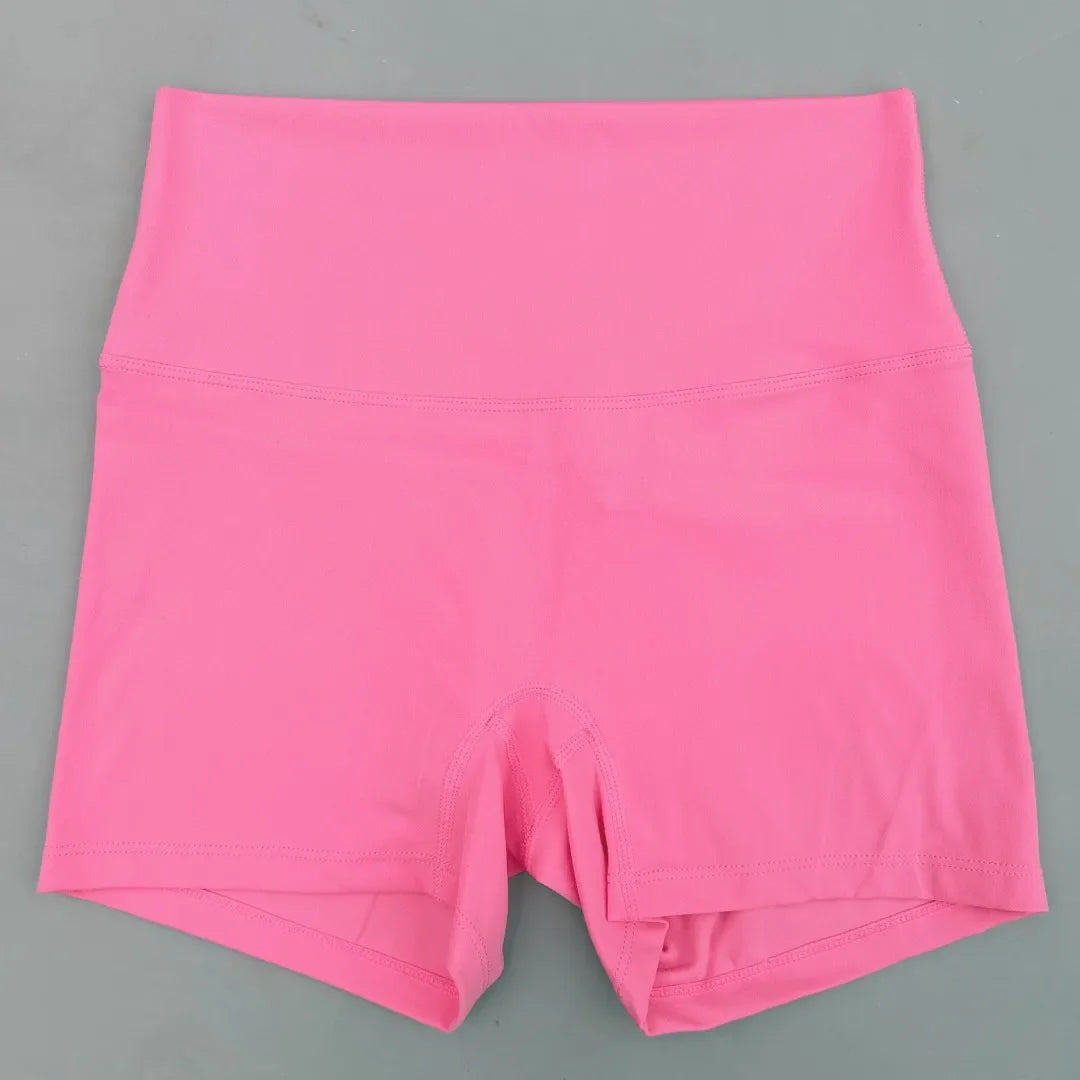 Women's High Waist Athletic Yoga Shorts – Solid Color Squat Proof Fitness Shorts for Running, Cycling & Training