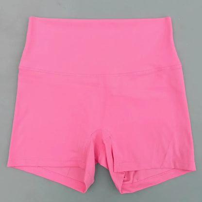 Women's High Waist Athletic Yoga Shorts – Solid Color Squat Proof Fitness Shorts for Running, Cycling & Training