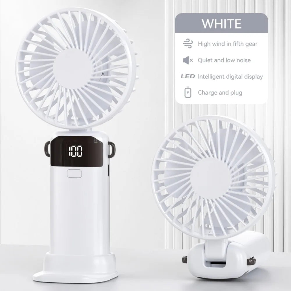 Portable Mini USB Fan – Handheld & Desktop Fan with Phone Holder, 3-Speed Adjustable Wind, Long Battery Life, Multi-Function Cooling Fan